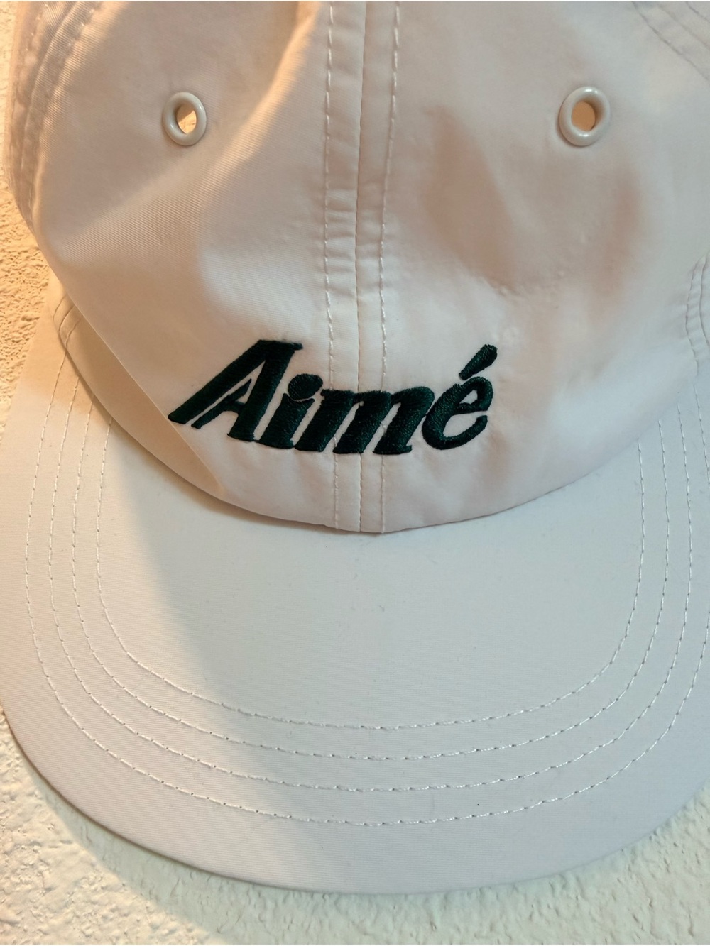 Aime Leon Dore White Runners Cap with Green Script Logo - Picture 2 of 7